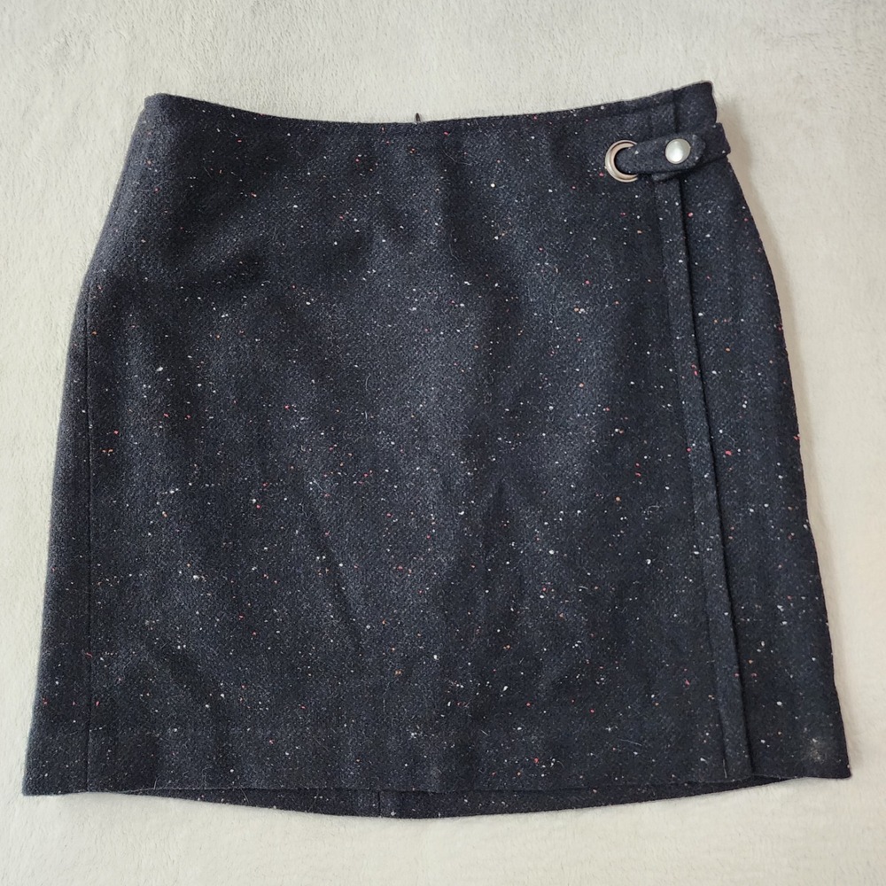 Banana Republic Wool Blend Skirt Womens 0 Black Tweed Mini A-Line Office Winter